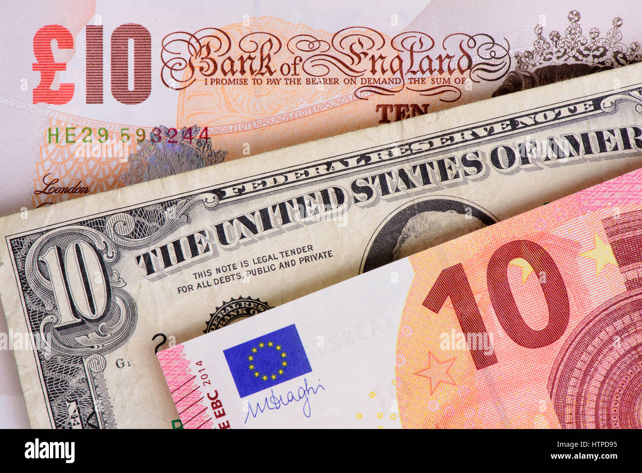 banknotes in different currencies Stock Photo
