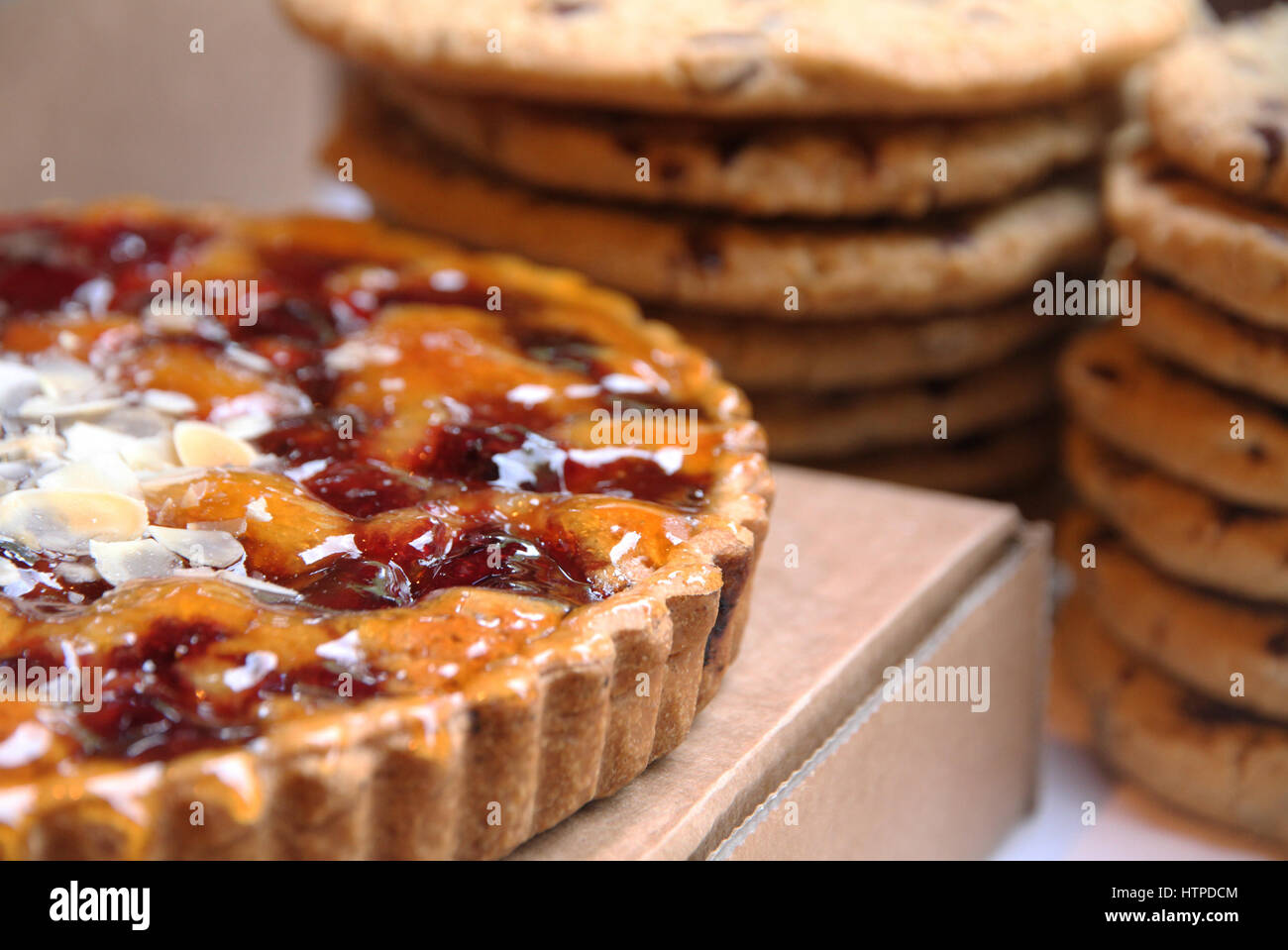 Fruit tart at Borough Market Stock Photo
