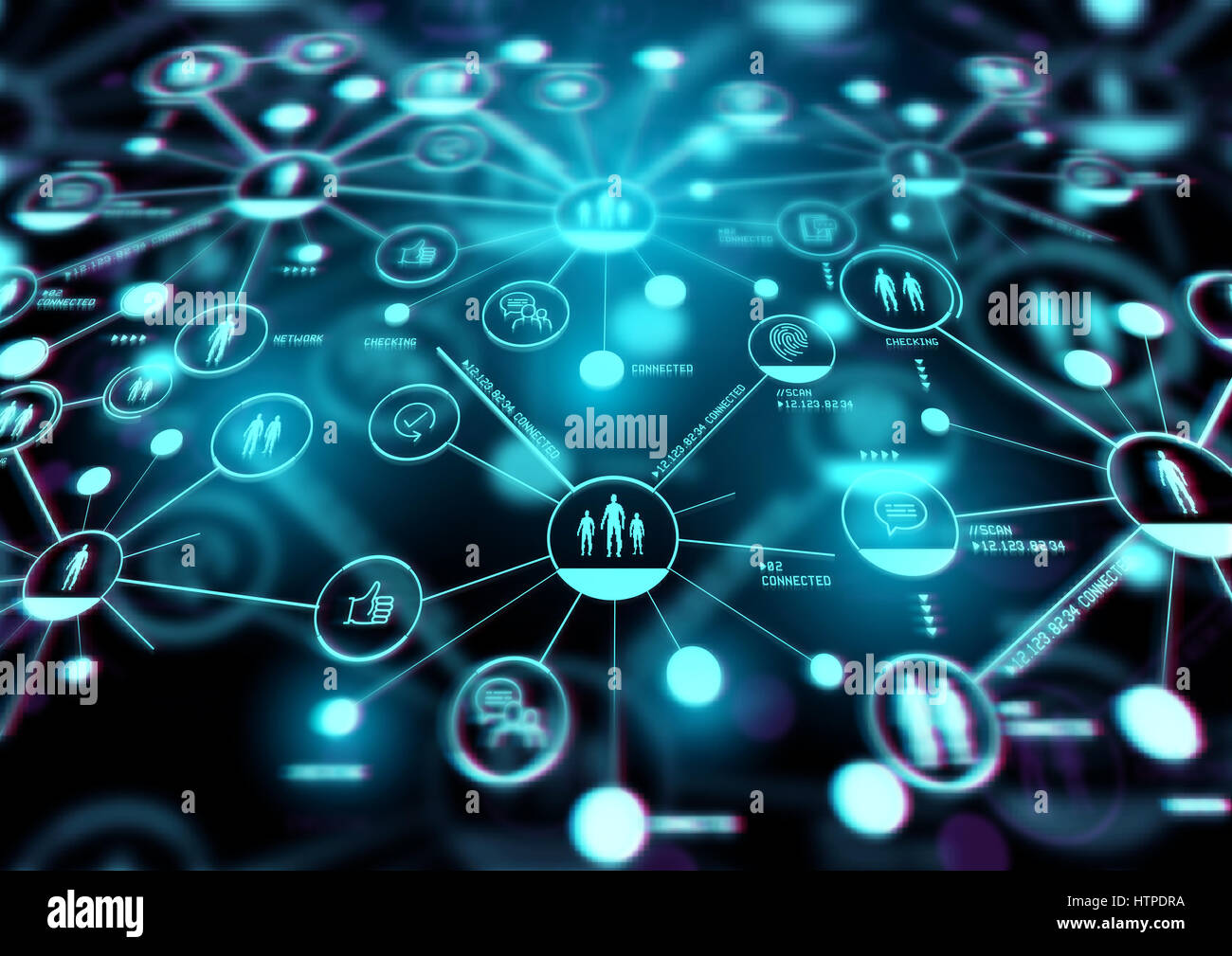 Increasing Connections. A closely connected network of people and technology. Illustration. Stock Photo