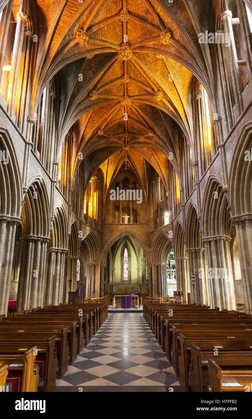 Pershore Abbey interior, the Nave, Pershore, Worcestershire England UK Stock Photo