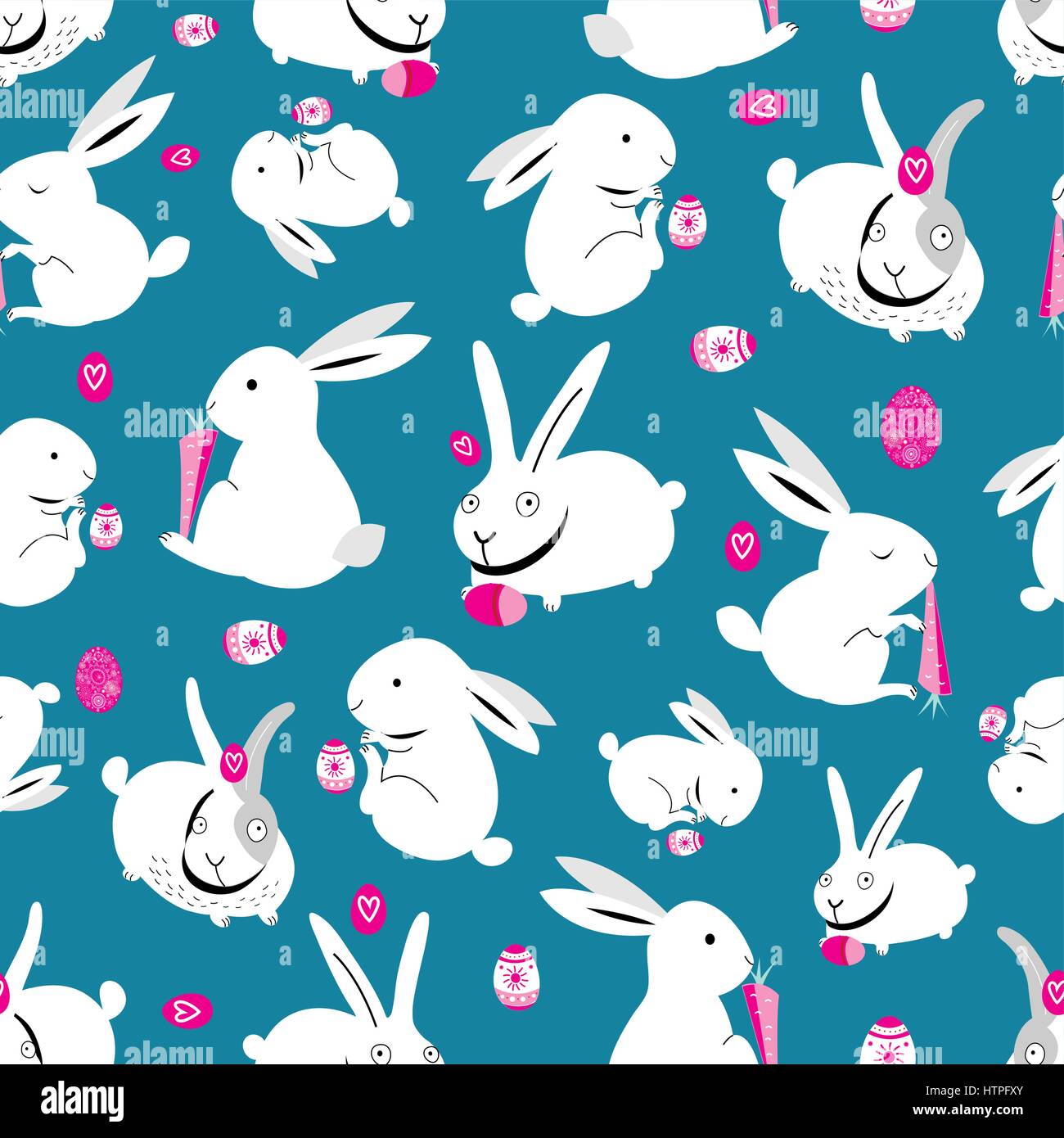 Seamless bright pattern of easter bunnies and eggs Stock Vector Image ...