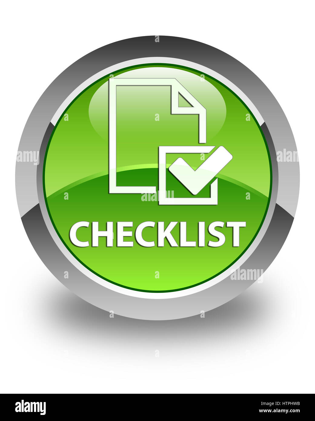 Checklist isolated on glossy green round button abstract illustration ...