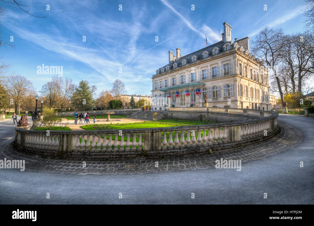 Beautiful Epernay town hall building and its garden in spring, Champagne France Stock Photo