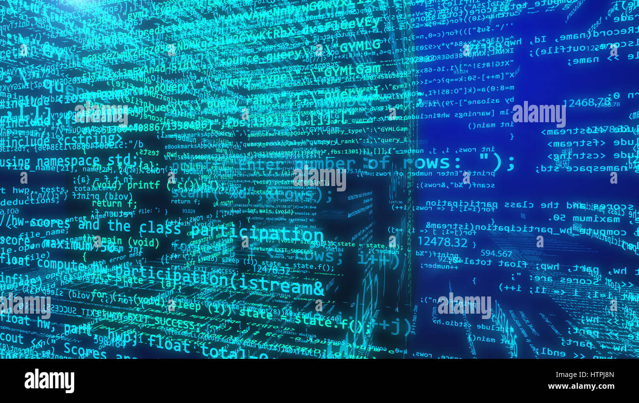 3d illustration of a virtual programming data on a blue background Stock Photo Alamy