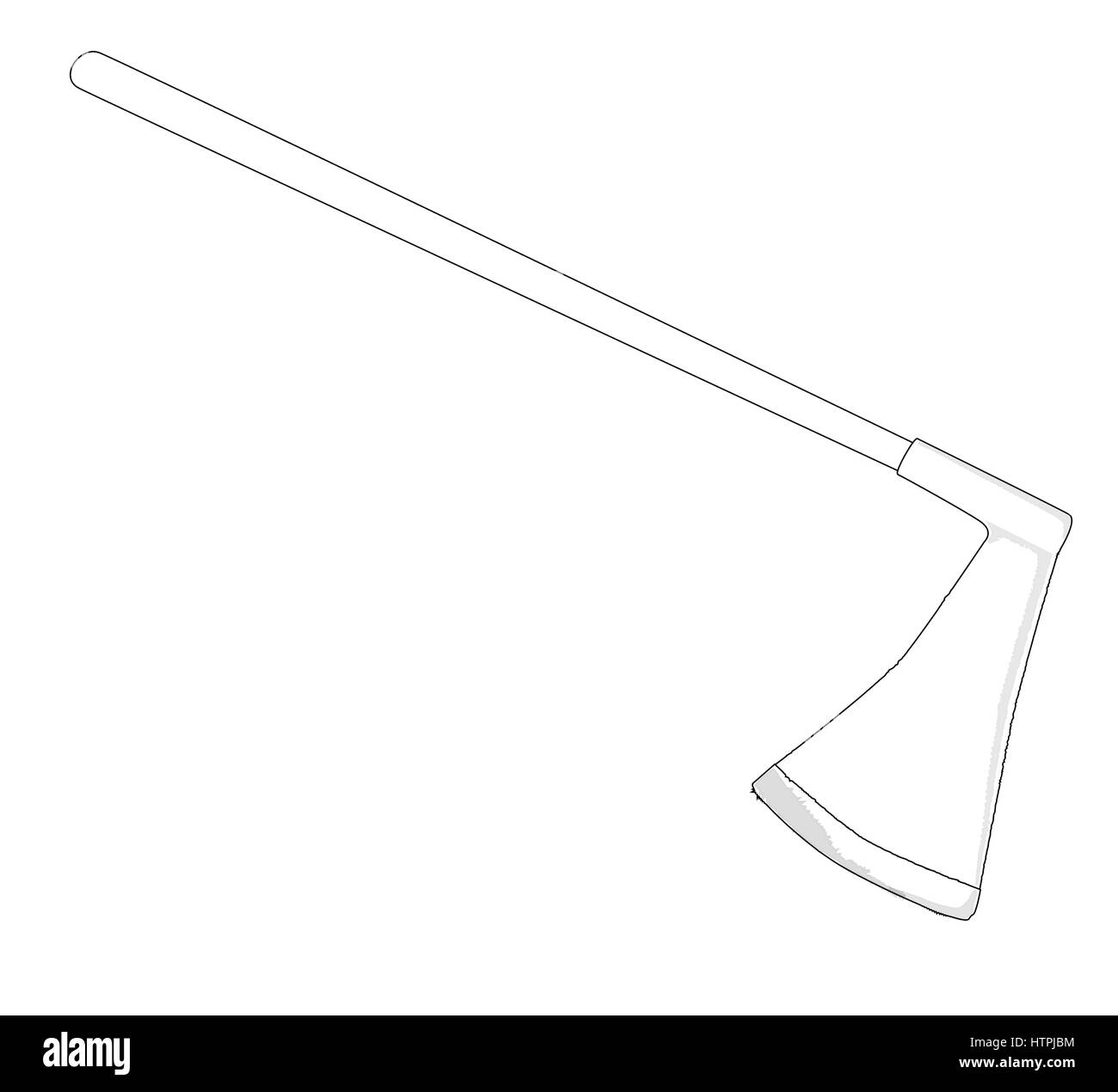 A medievil style executioners axe in outline over a white background Stock Vector