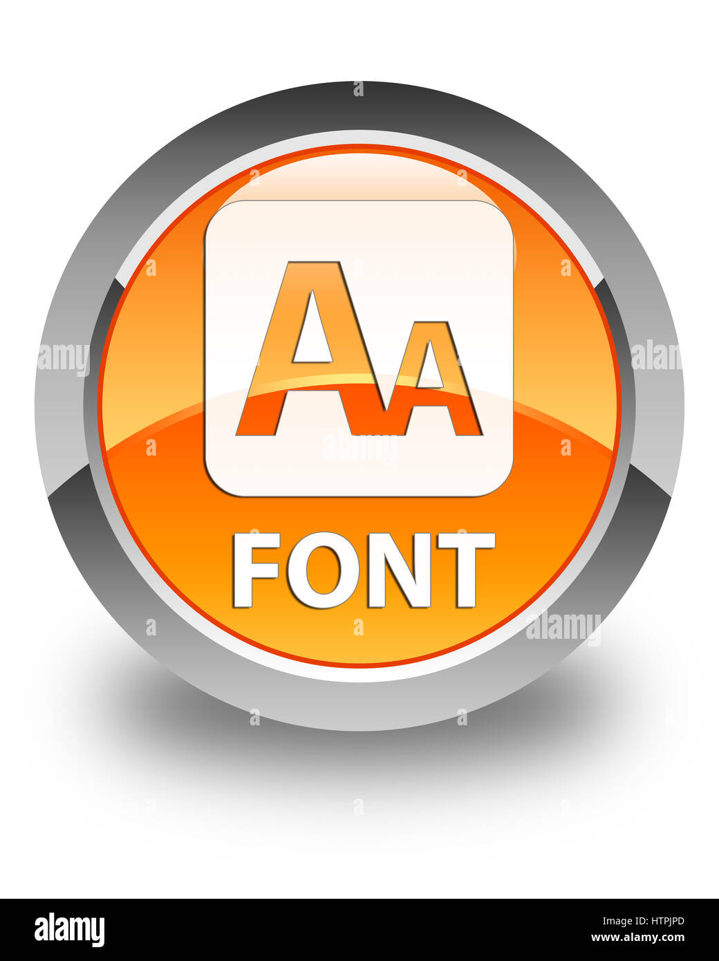 Font isolated on glossy orange round button abstract illustration Stock ...