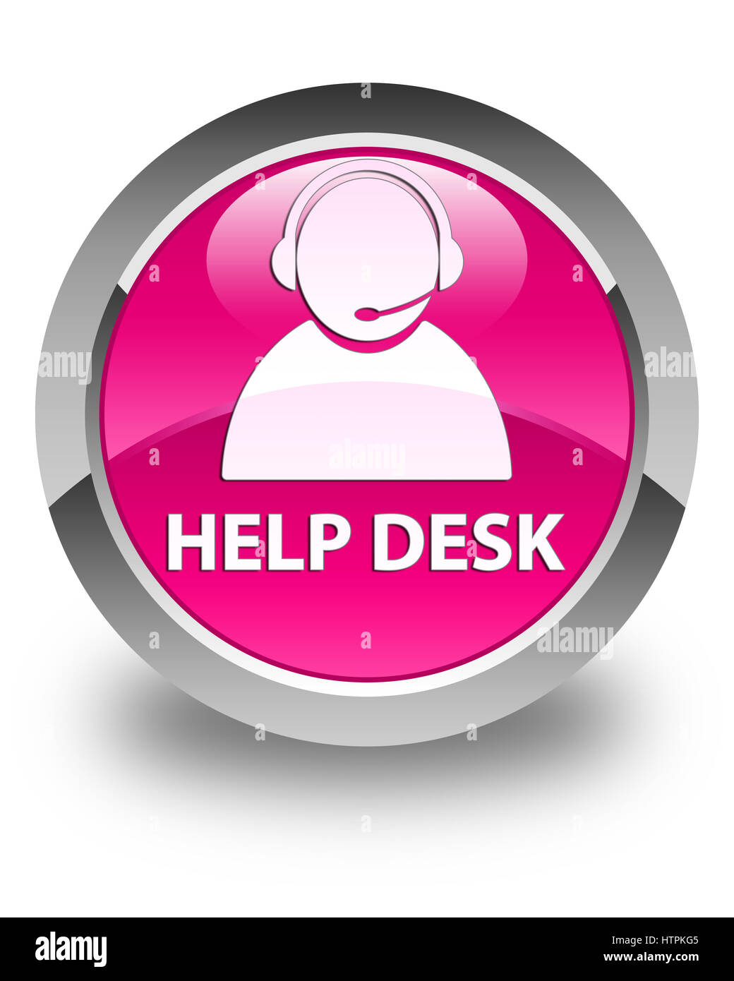 Help desk (customer care icon) isolated on glossy pink round button ...
