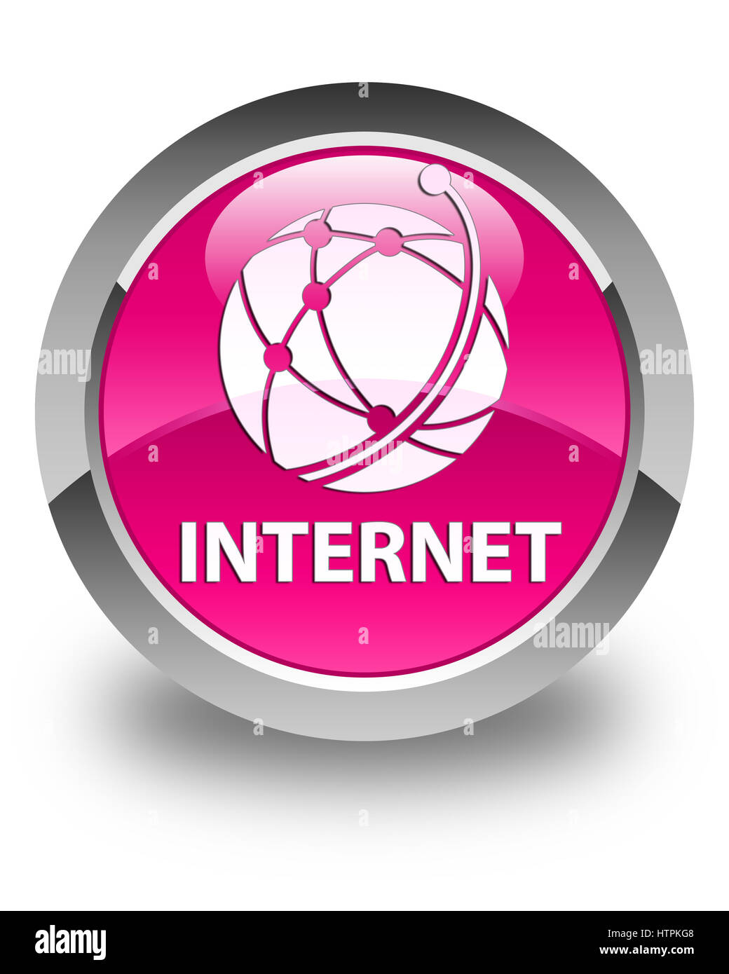Internet (global network icon) isolated on glossy pink round button ...