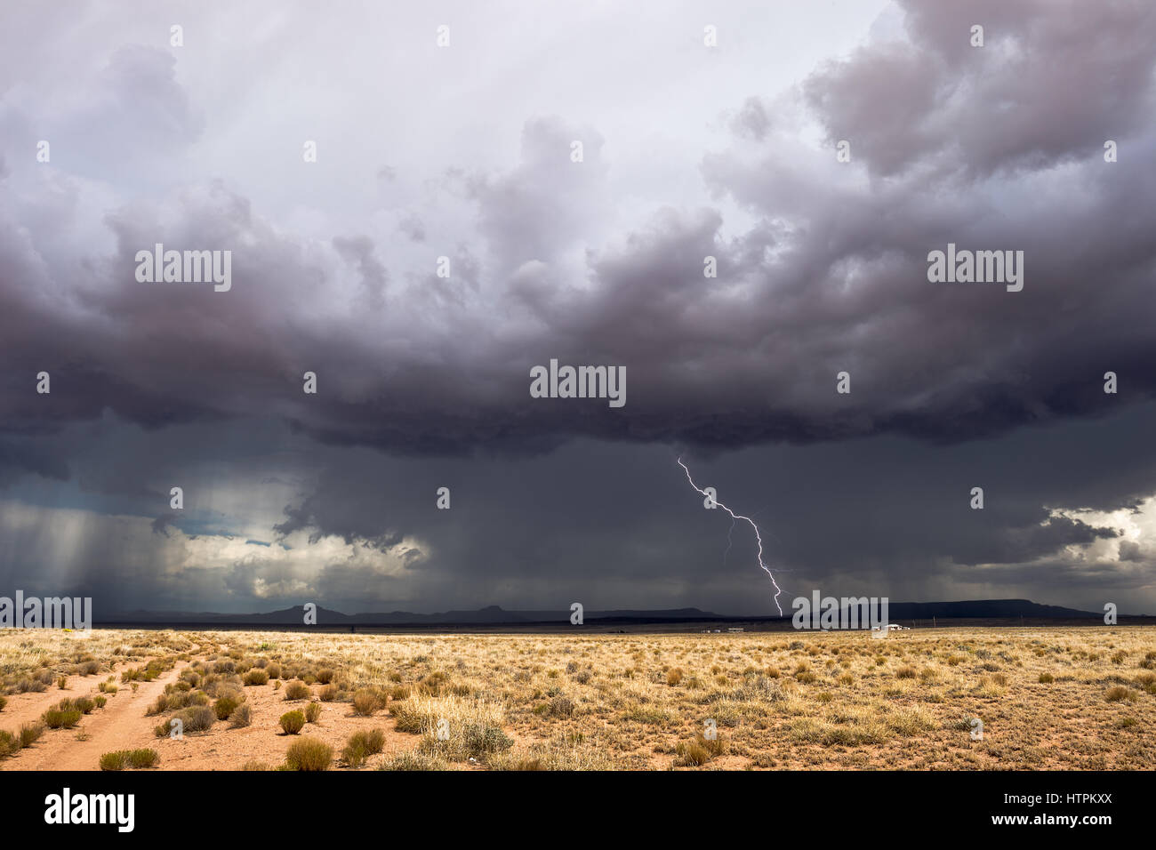 Thunderstorm lightning strike with dark storm clouds Stock Photo - Alamy
