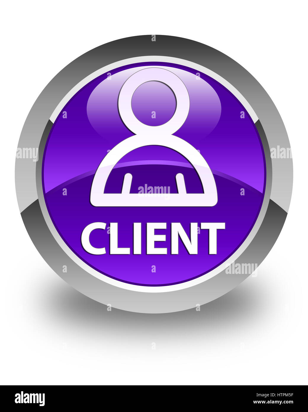 Client (member icon) isolated on glossy purple round button abstract ...