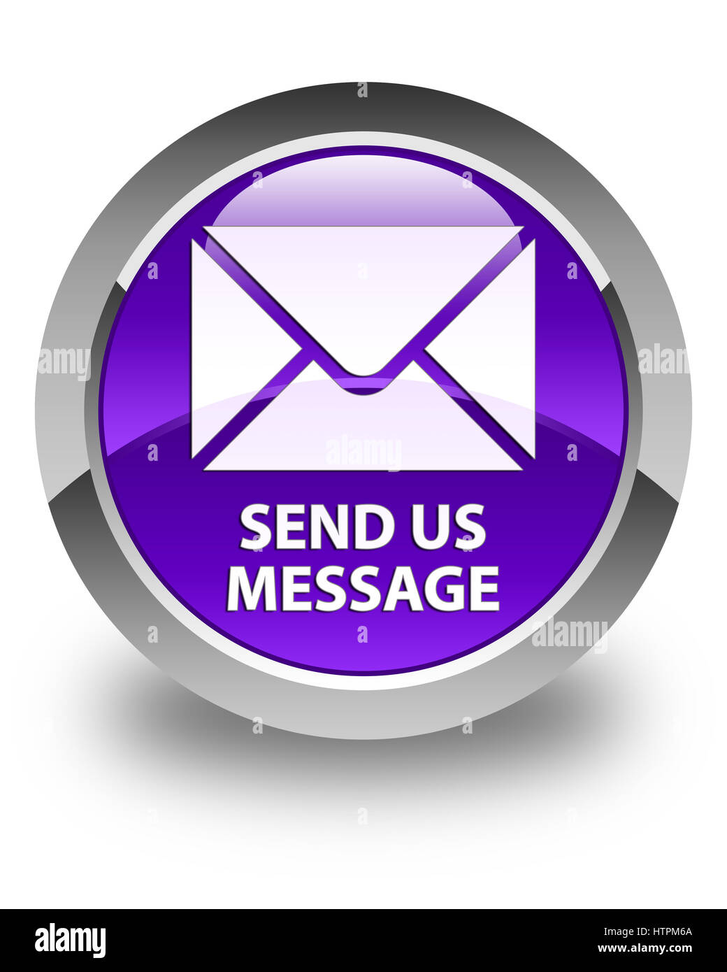 Send us message isolated on glossy purple round button abstract ...