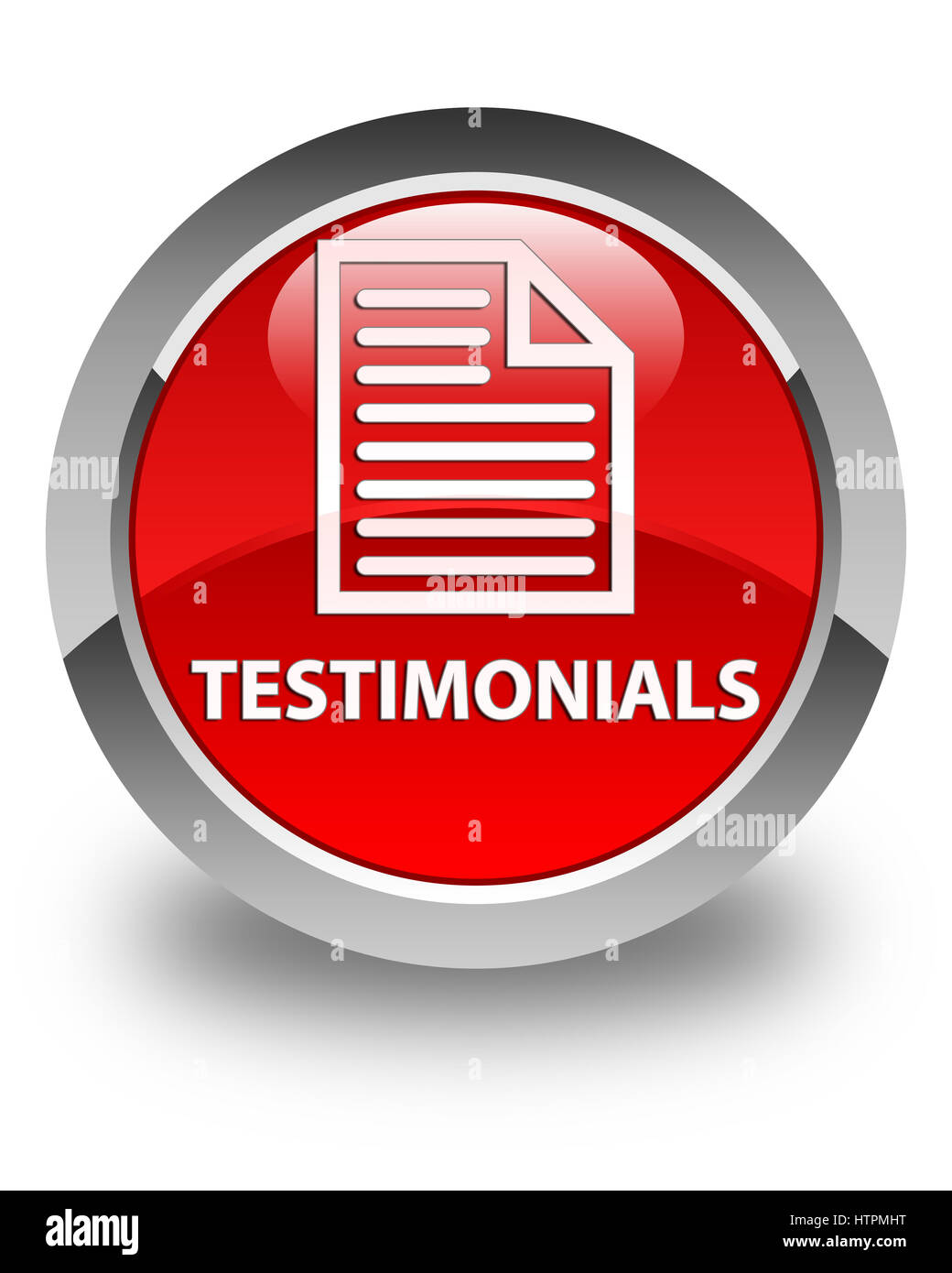Testimonials (page icon) isolated on glossy red round button abstract ...