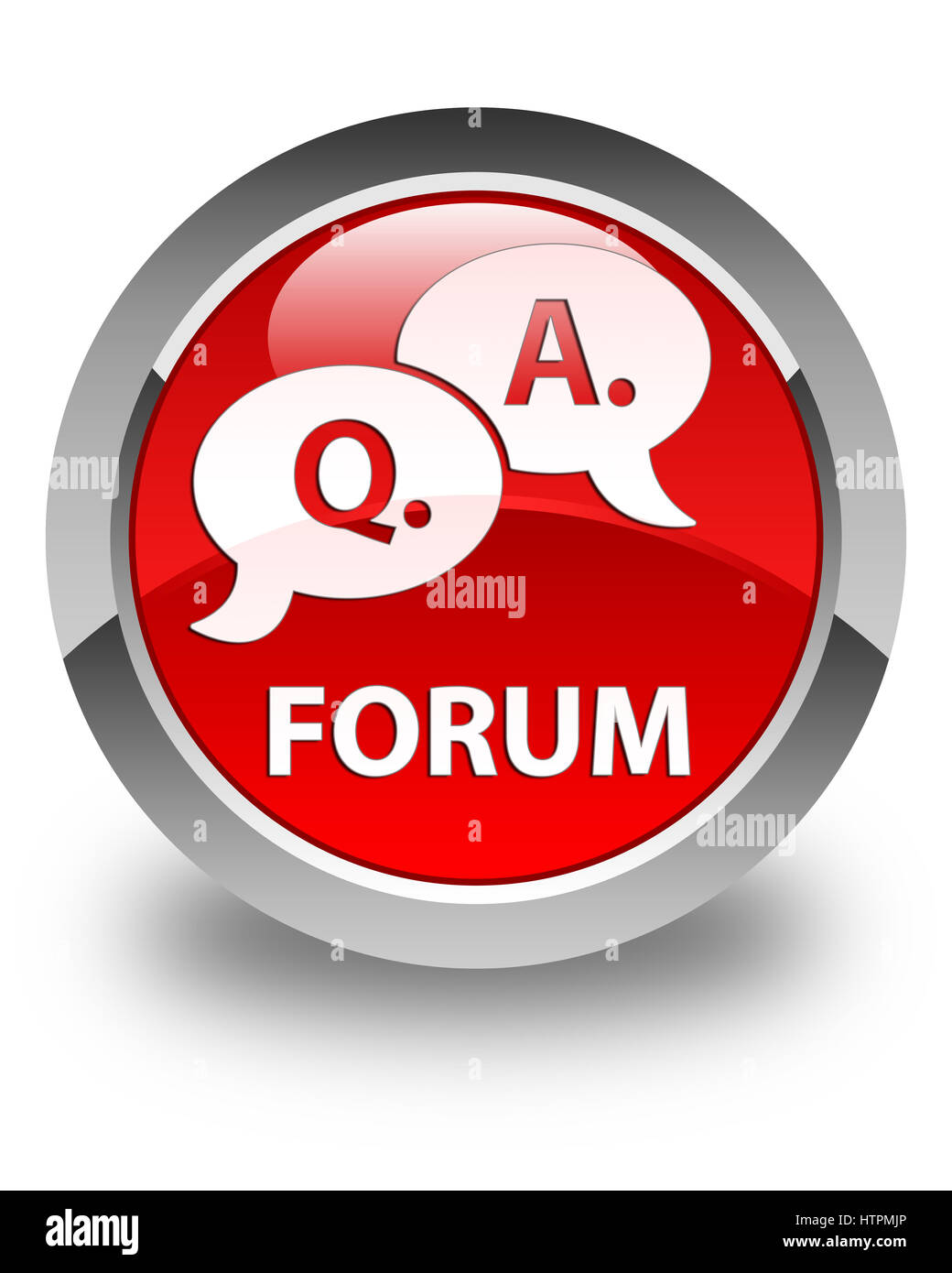 Forum (question answer bubble icon) isolated on glossy red round button ...