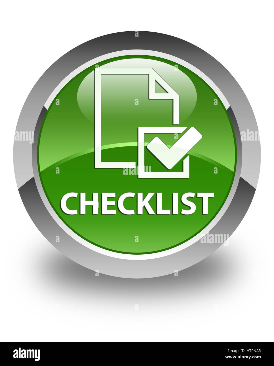 Checklist isolated on glossy soft green round button abstract ...