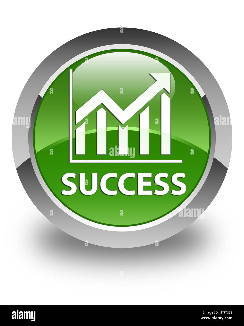 Success (statistics icon) isolated on glossy soft green round button ...