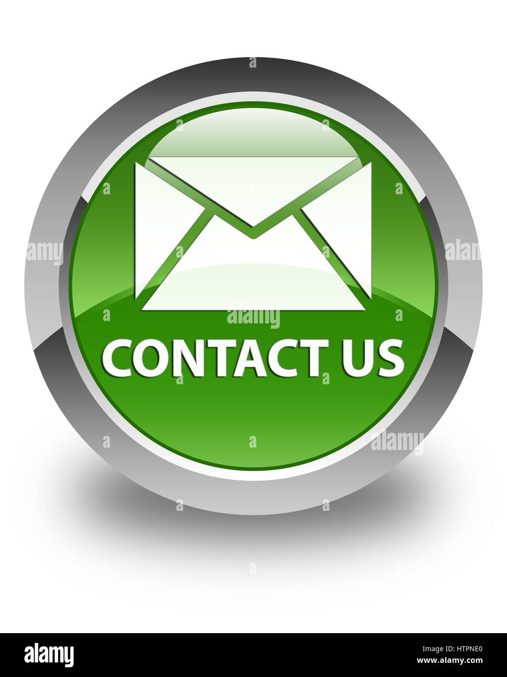 Contact us (email icon) isolated on glossy soft green round button ...