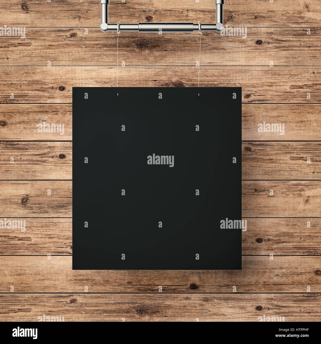 black blank frame hanging on timber wall background Stock Photo - Alamy