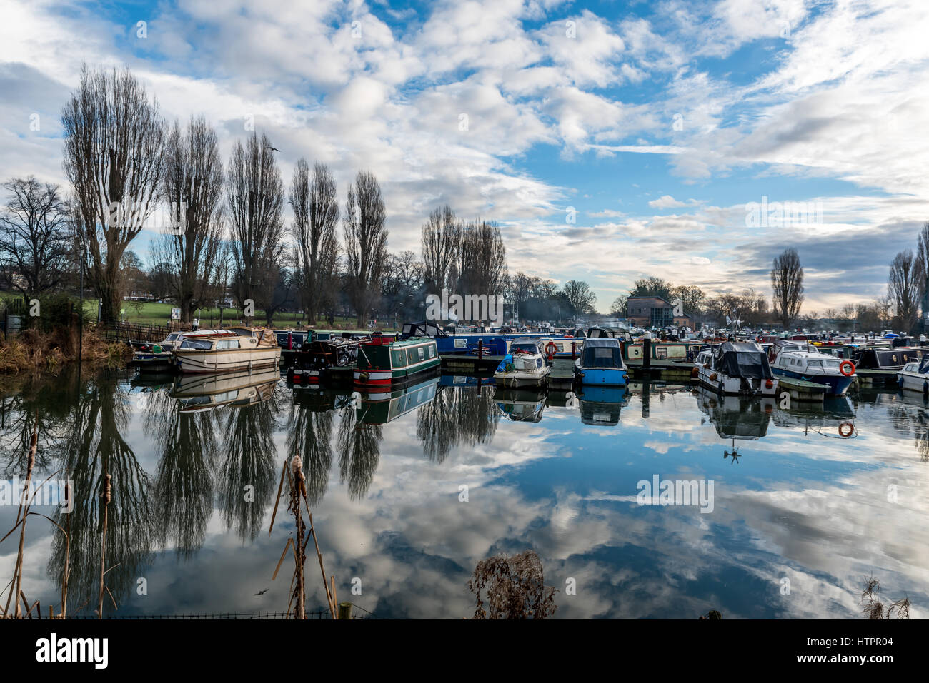Boats parked at Marina in Northampton, United Kingdom Stock Photo