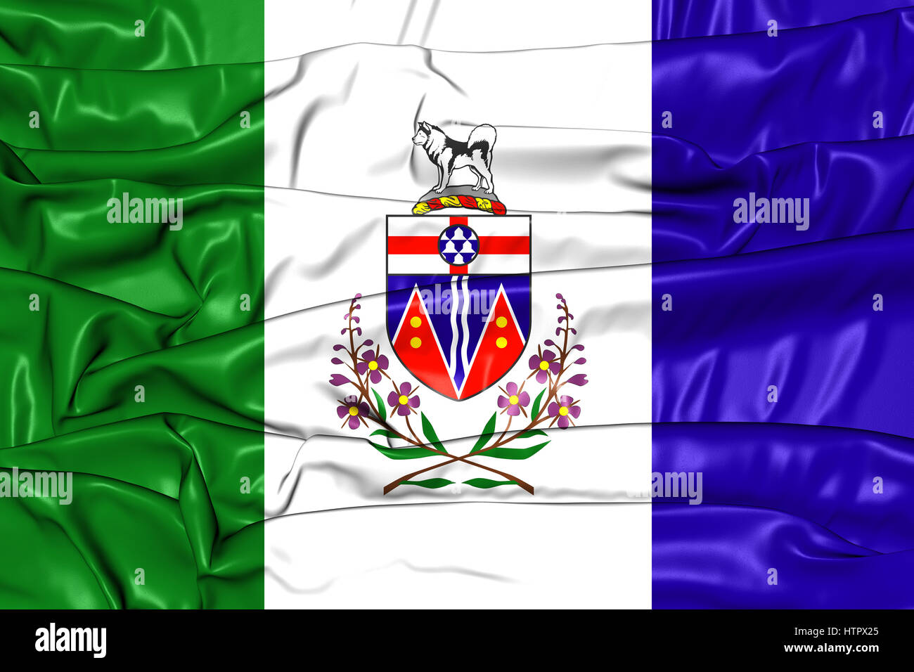 3D Flag of Yukon, Canada. 3D Illustration. Stock Photo