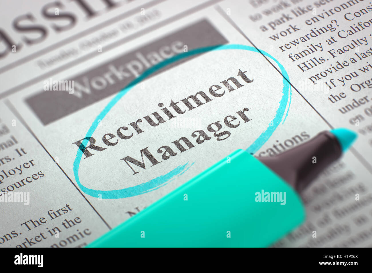 Recruitment Manager Hiring Now. 3D. Stock Photo