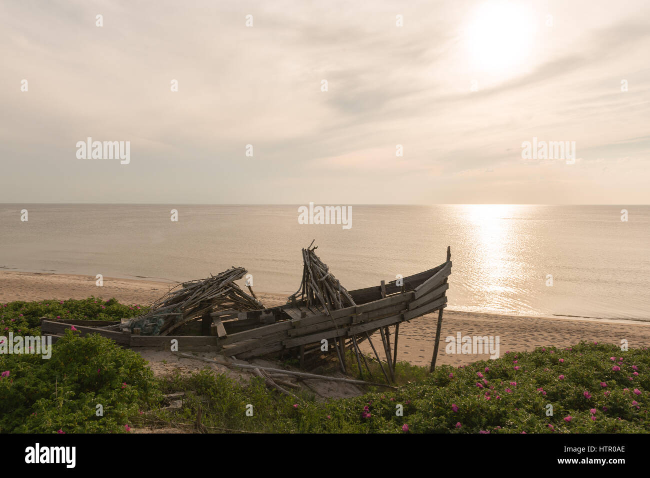 Works of art on the Courland Spit, Baltic Sea, Lithuania, Eastern Europe Stock Photo