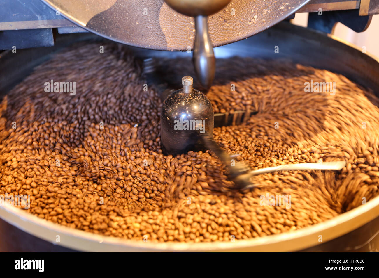 Green Coffee Beans Roasting in Coffee Roaster Stock Photo Alamy
