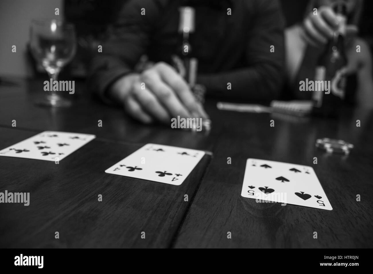 card playing with poker chips Stock Photo Alamy