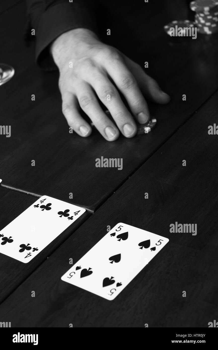 card playing with poker chips Stock Photo Alamy