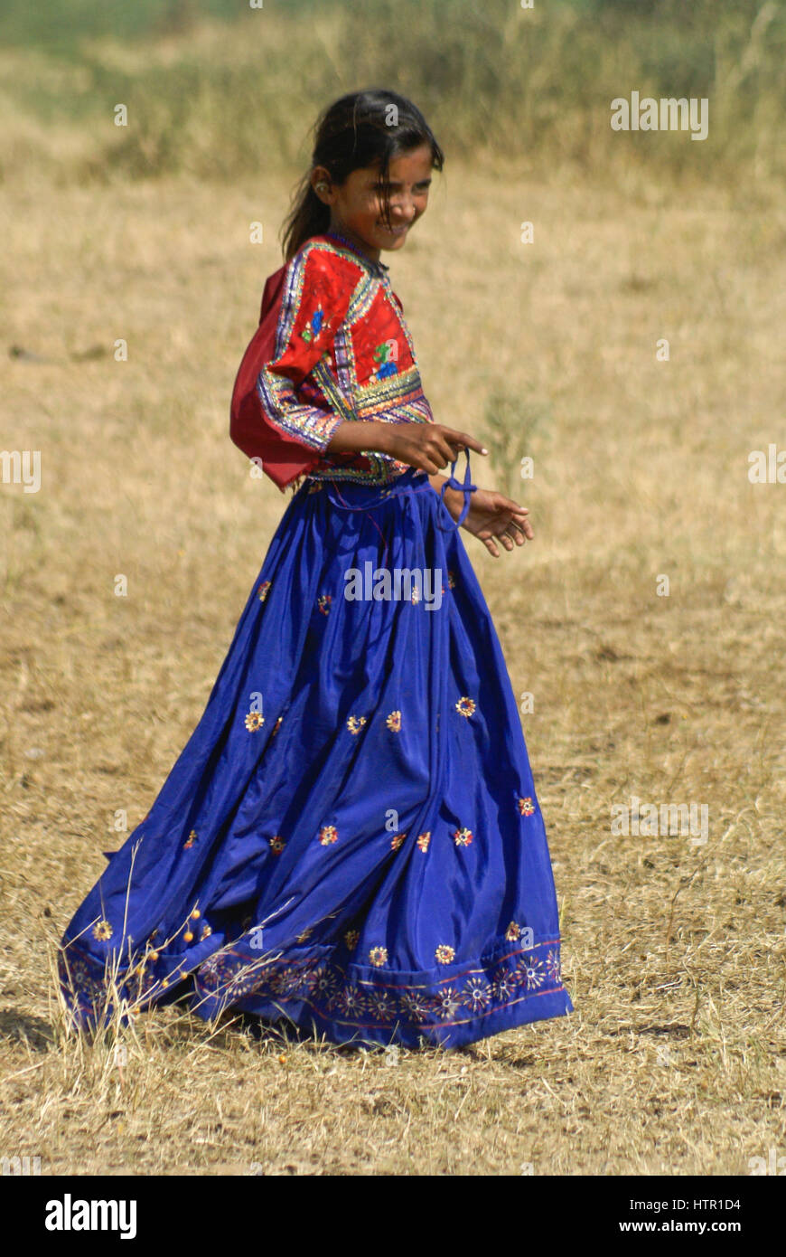 Nomadic Rabari (Rewari or Desai) girl, Gujarat, India Stock Photo