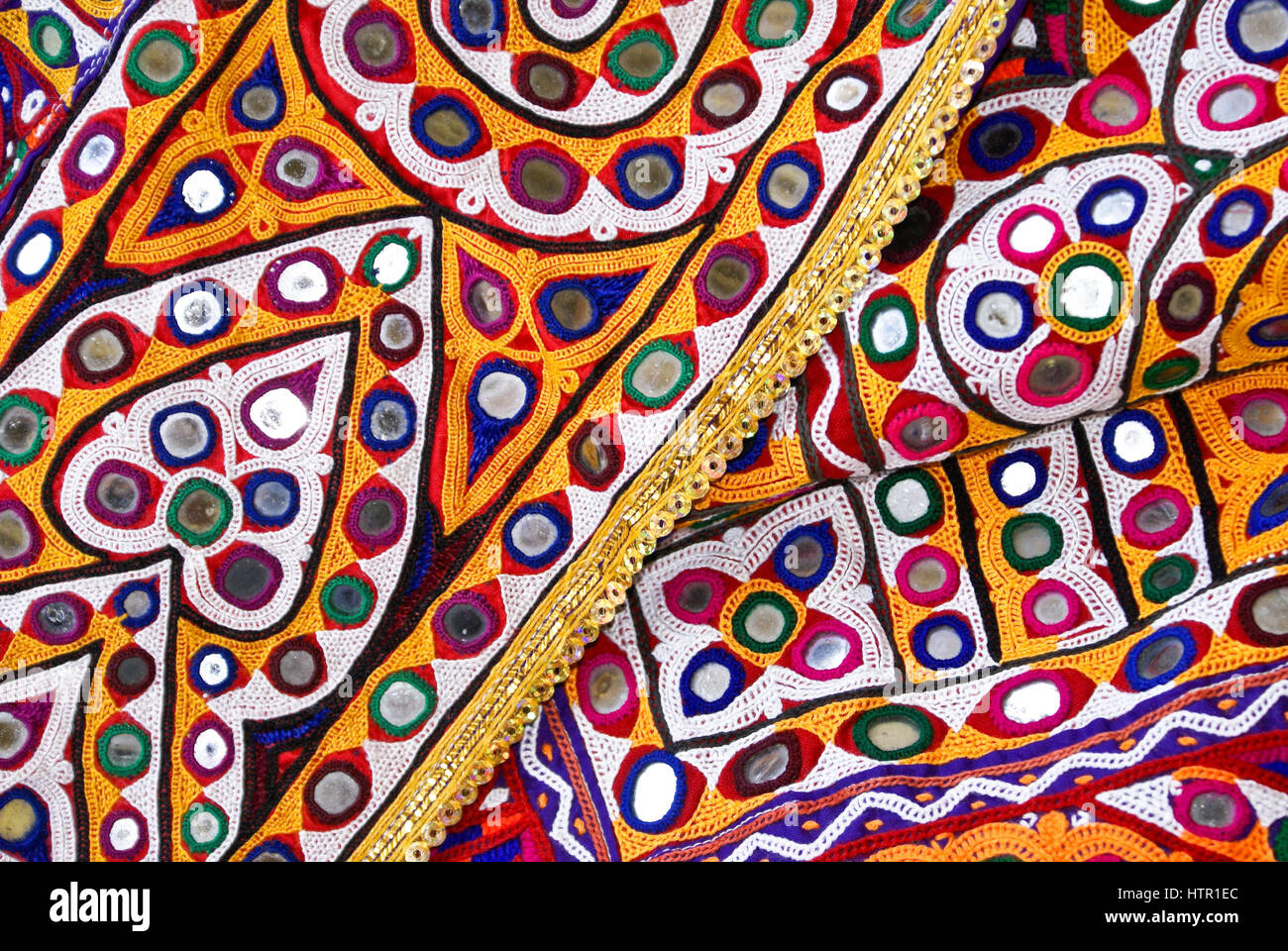 Aahir tribal mirrored embroidery, Gujarat, India Stock Photo