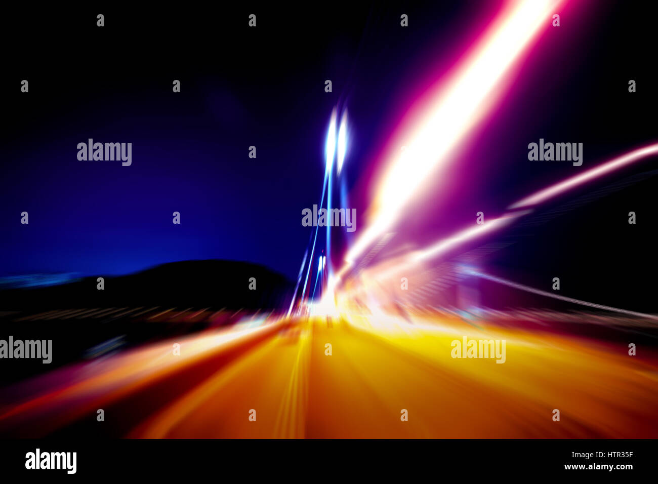 moving traffic light trails at night Stock Photo - Alamy