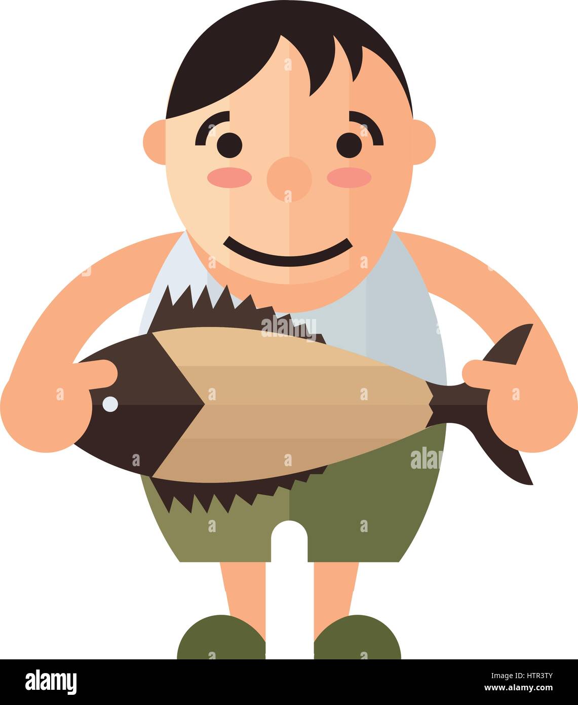 man and brown fish vector Stock Vector
