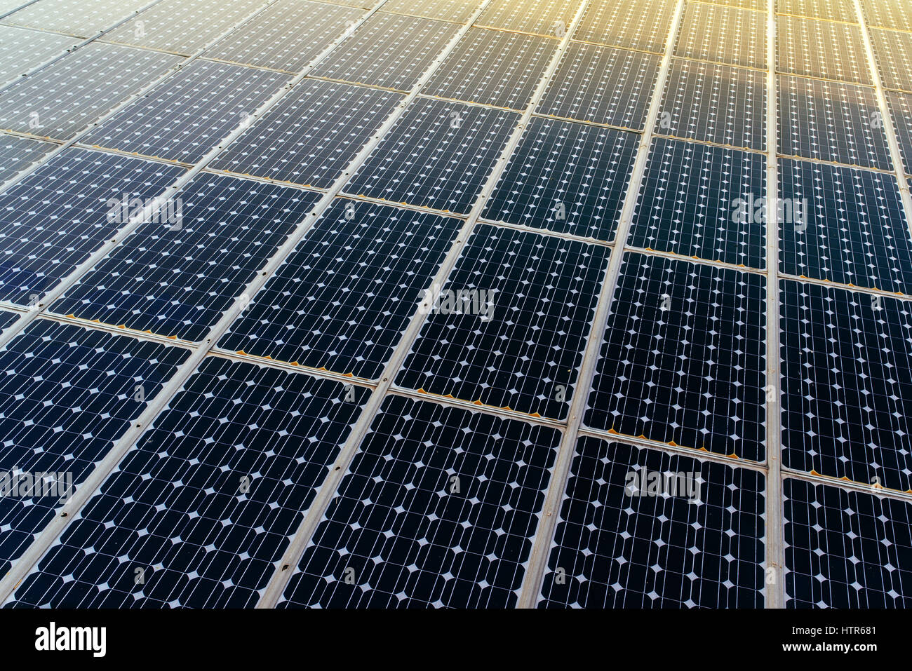 Solar panels surface, technology for renewable energy and power industry Stock Photo