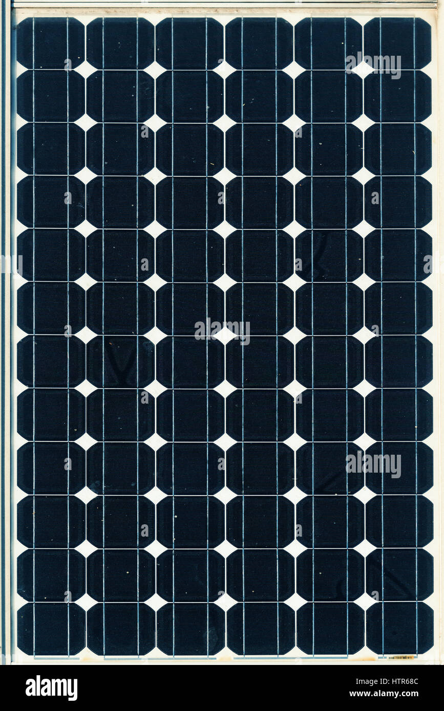 Top view of single solar panel surface, technology for renewable energy and power industry Stock Photo