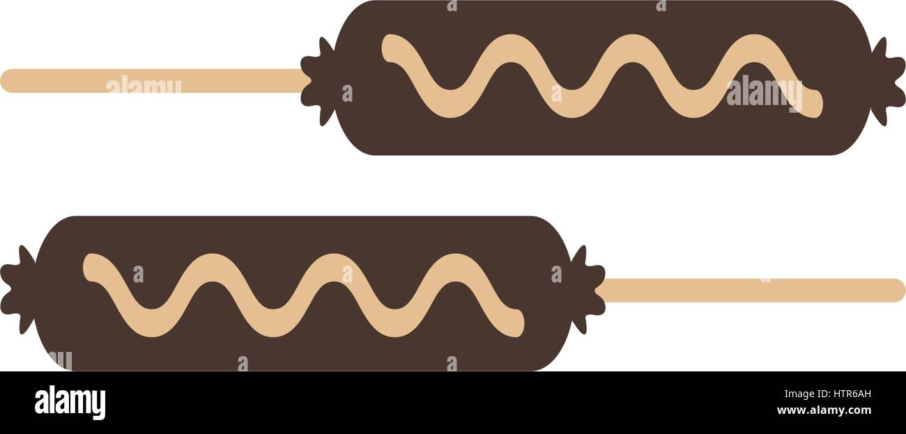 Sausages Cartoon Icon Brown Color Tone Stock Vector Image Art Alamy
