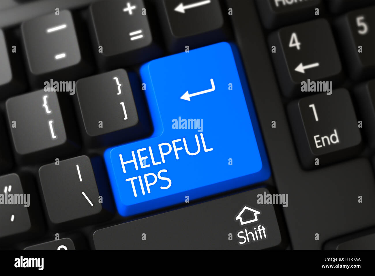 Blue Helpful Tips Keypad on Keyboard Stock Photo - Alamy