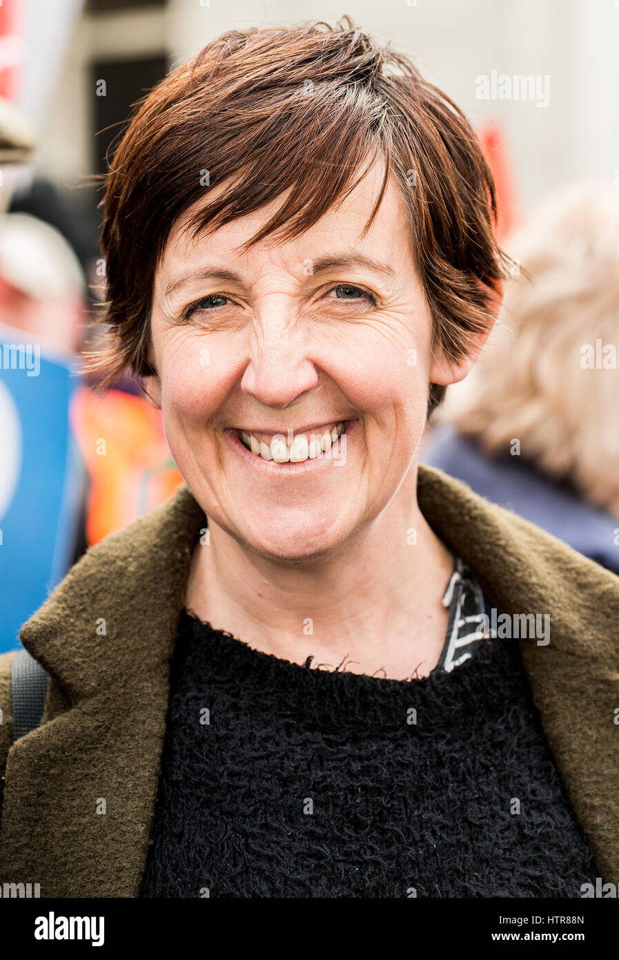 Actress Julie Hesmondhalgh at the # OUR NHS rally - demonstration in London, to defend the NHS against government cuts, closures and privatisation. Stock Photo