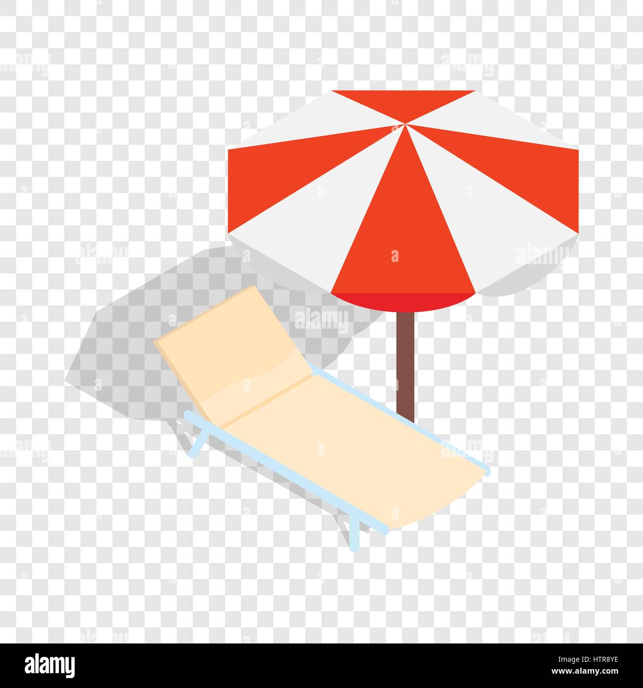 Beach chaise lounge with umbrella isometric icon Stock Vector Image ...