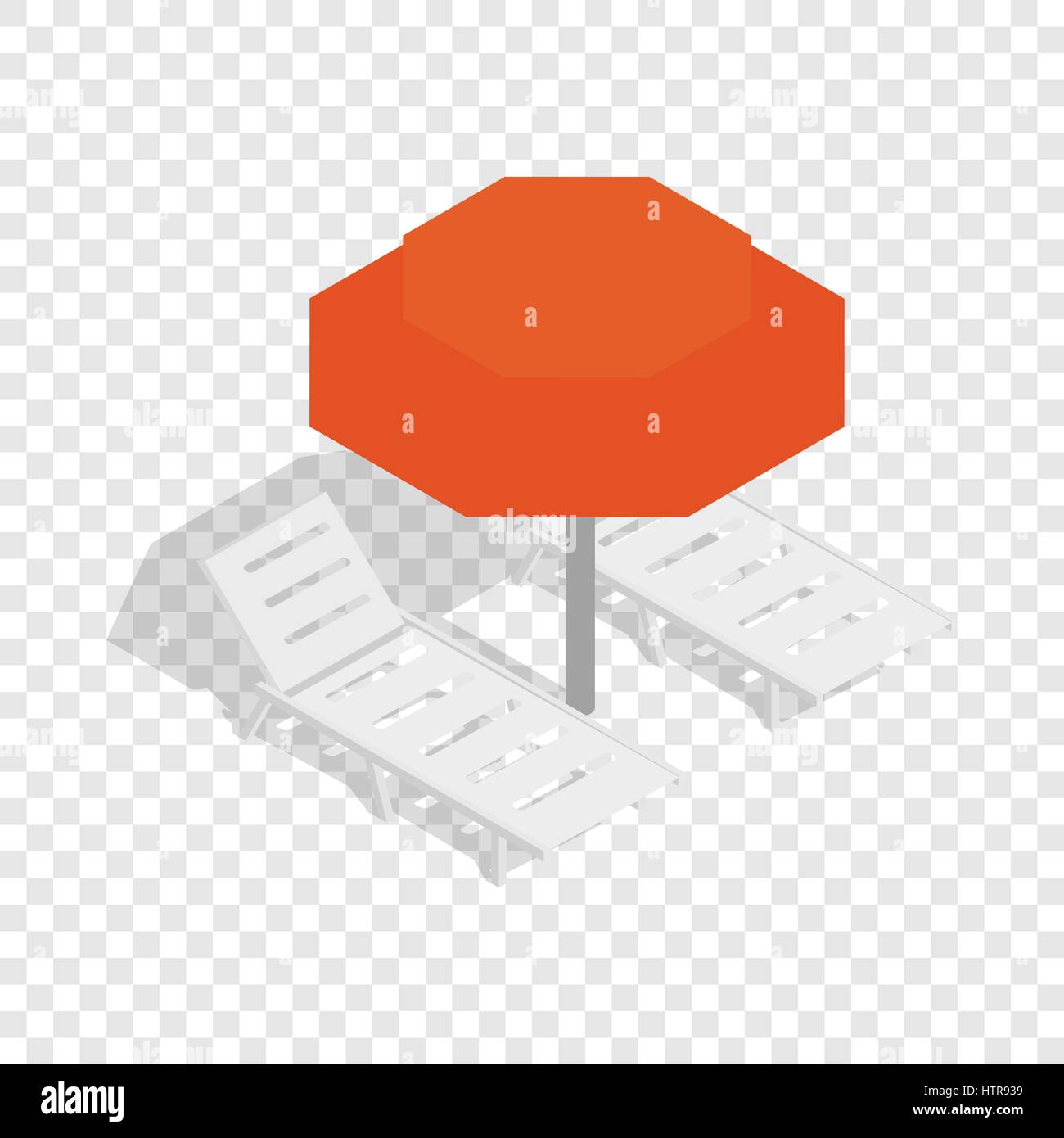 Beach umbrella and two beach chairs isometric icon Stock Vector Image ...