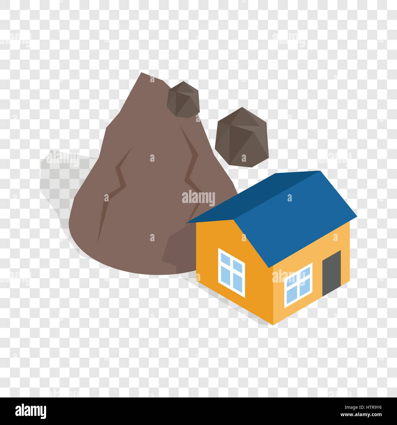 Rockfall destroys house isometric icon Stock Vector Image & Art - Alamy