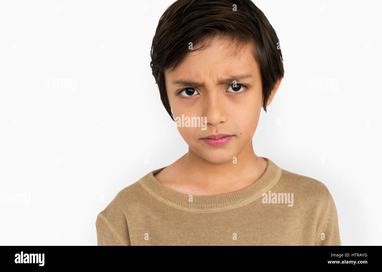 Little Boy Frowning Sad Concept Stock Photo