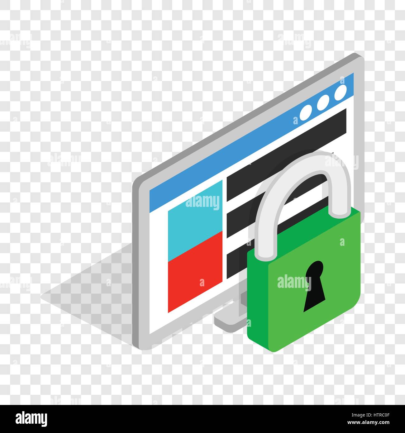 Computer monitor and padlock isometric icon Stock Vector Image & Art ...