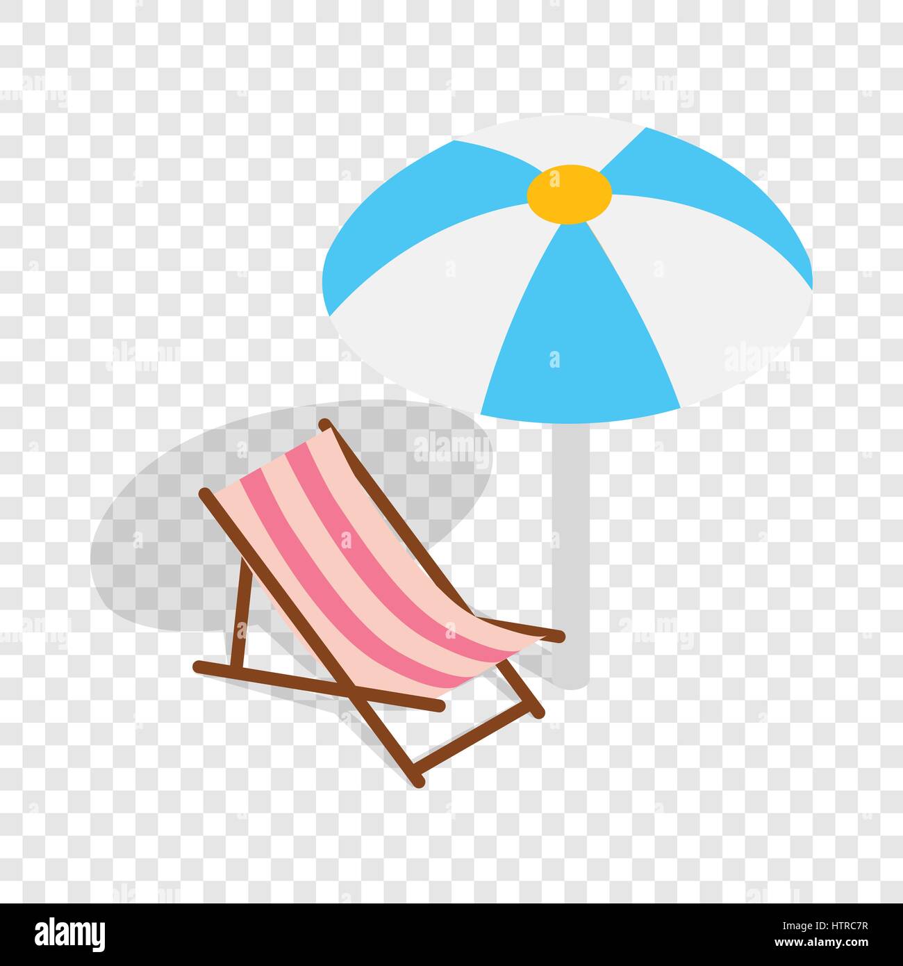 Beach chaise lounge with umbrella isometric icon Stock Vector Image ...