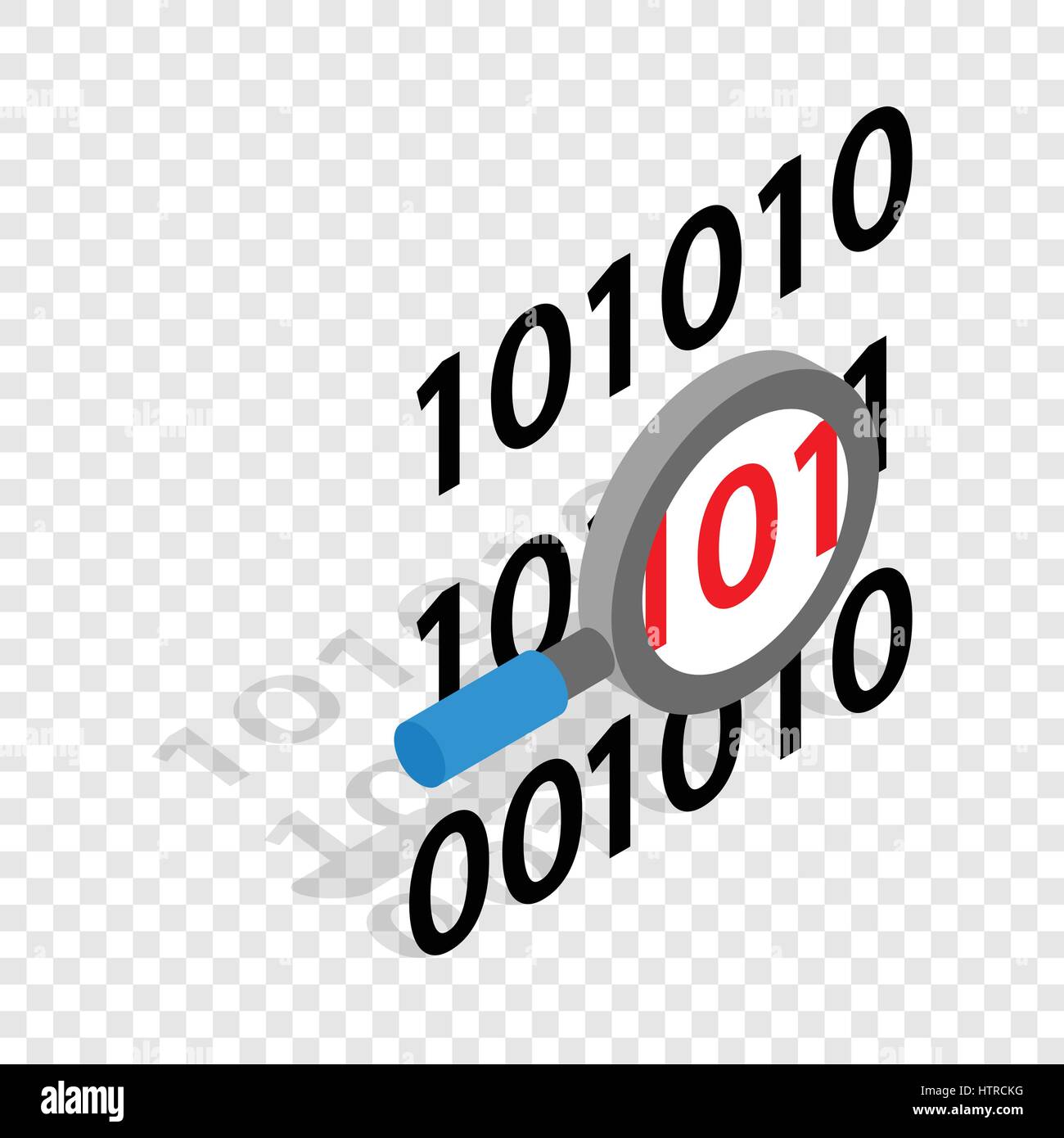 Binary code and magnifying glass isometric icon Stock Vector Image ...