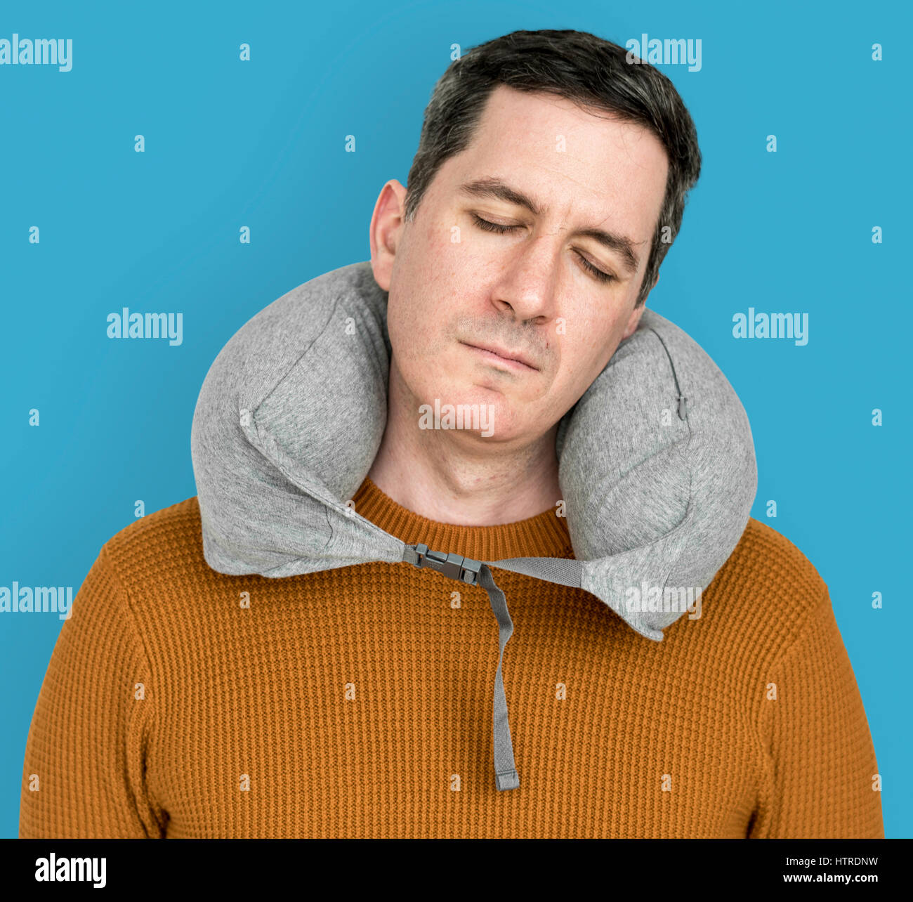 Man Neck Pilow Comfortable Sleeping Relaxation Stock Photo Alamy