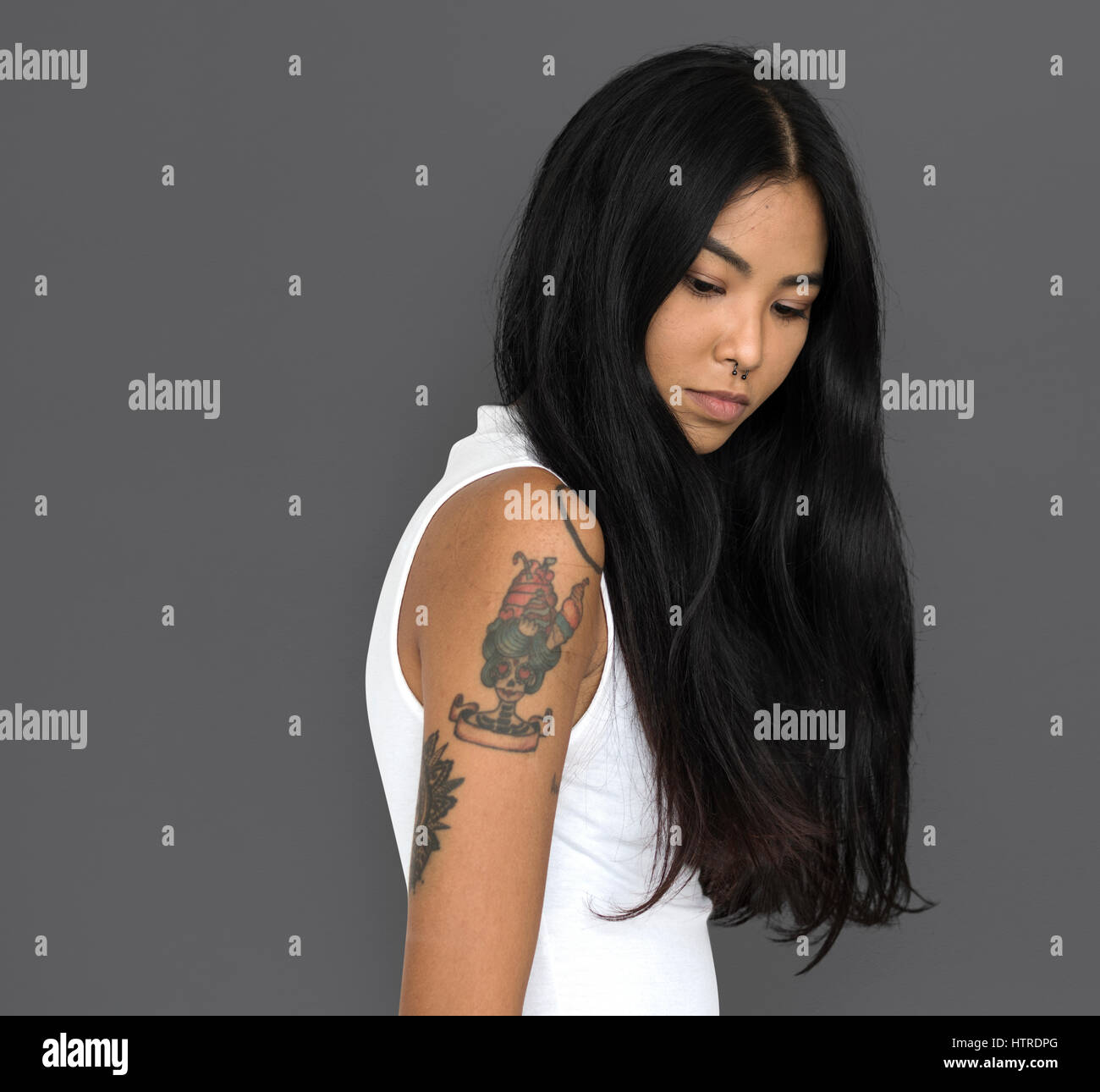 Asian Woman Tattoo Sideview Stock Photo Alamy