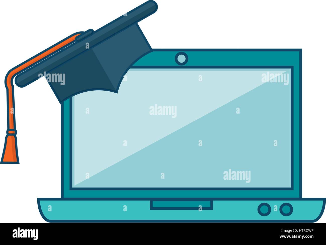 laptop computer with graduation hat isolated icon Stock Vector Image ...