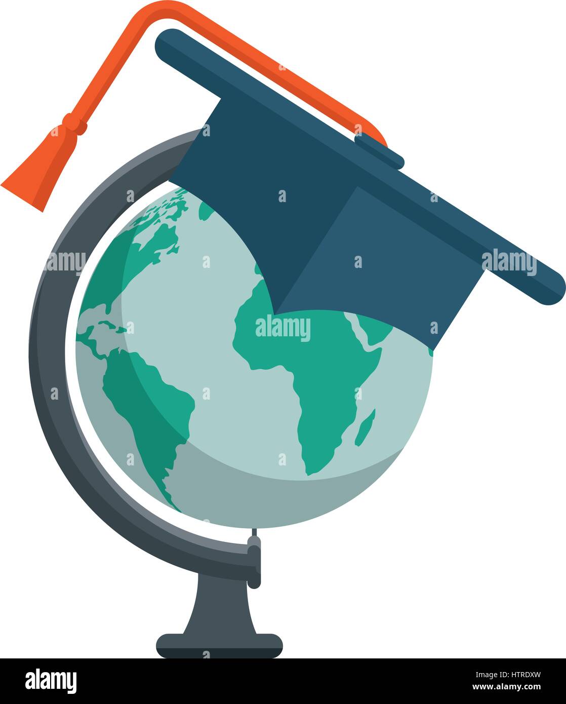 world planet with hat graduation school supply Stock Vector Image & Art ...