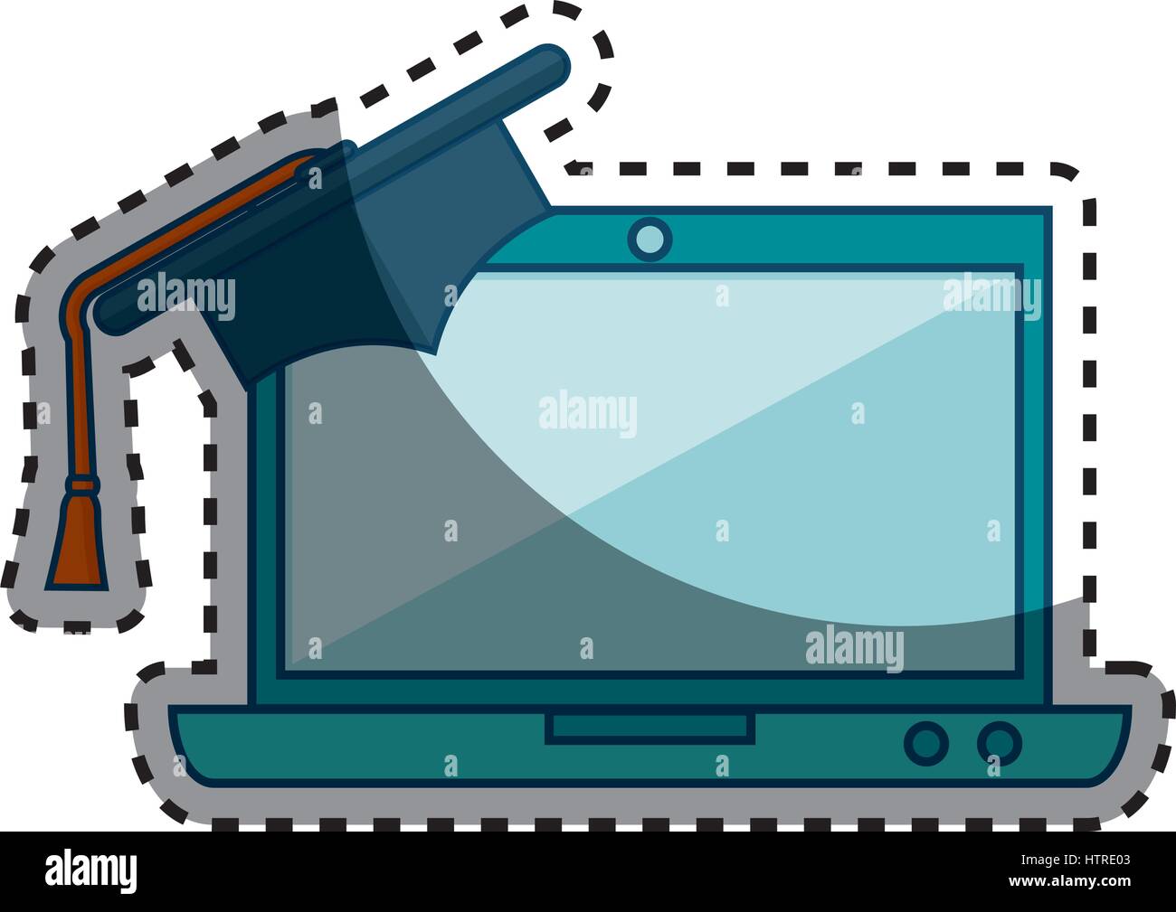 laptop computer with graduation hat isolated icon Stock Vector Image ...