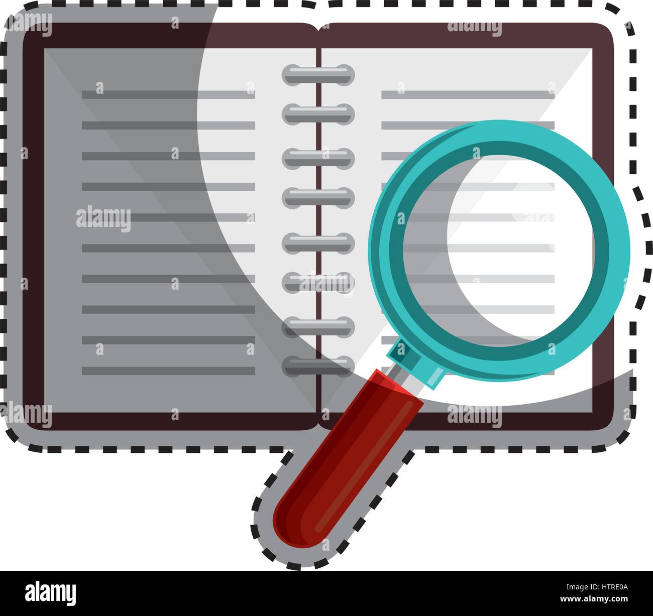 notebook school with magnifying glass supply icon Stock Vector Image ...
